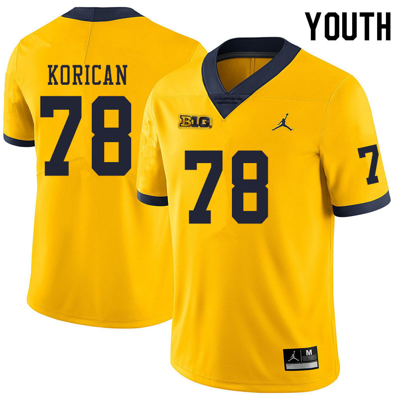 Youth #78 Griffin Korican Michigan Wolverines College Football Jerseys Sale-Yellow